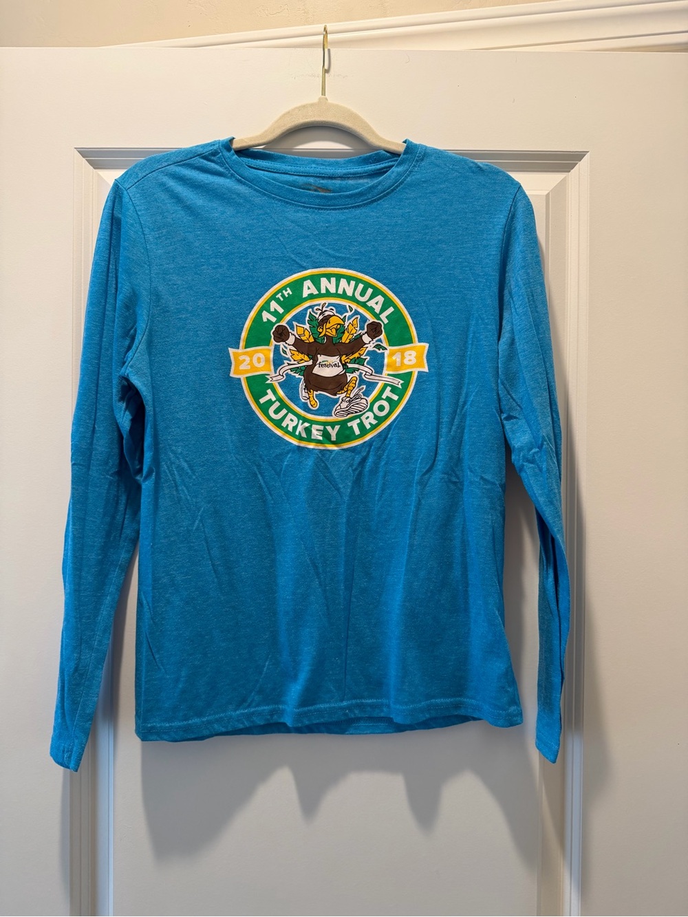 Women’s Long-Sleeve Graphic Tee - Blue - Turkey Trot